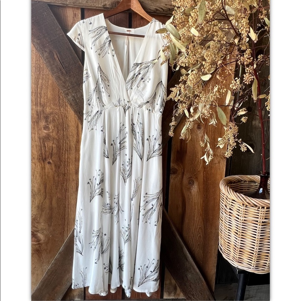 Free People White and Black Midi Dress